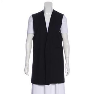 Helmet Lang womens black long vest with leather button size large L